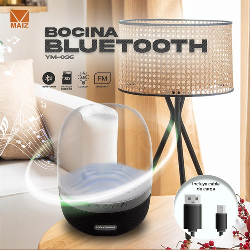 Bocina Bluetooth Luz Led Radio Fm Recargable Usb Portatil