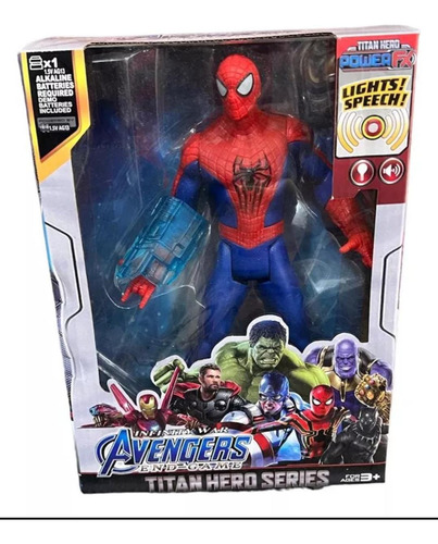 Muñeco Spiderman 25cm Articulable Con Luz Y Sonido