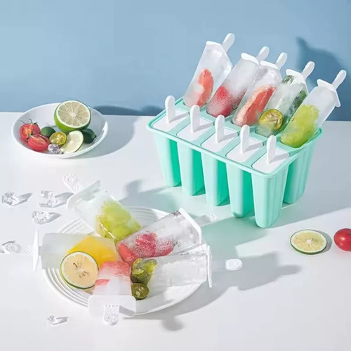 10 Moldes Y Tapas De Silicona For Paletas De Helado