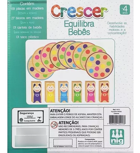 Jogo de Equilíbrio - Madeira - Crescer - Equilibra Bebês - Nig Brinquedos