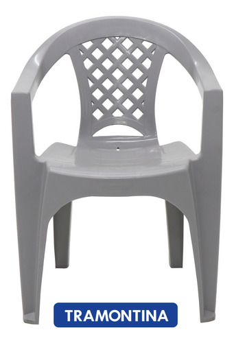 Cadeira Com Braço Plástica Poltrona Iguape Cinza Tramontina