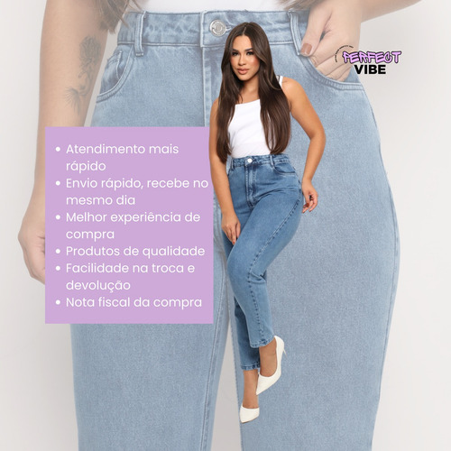 Calça Mom Jeans Feminina Moderno Cintura Alta Sofisticado