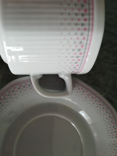 Hermosa Taza Con Plato Porcelana Tsuji Diseño Octogonal (Usado)