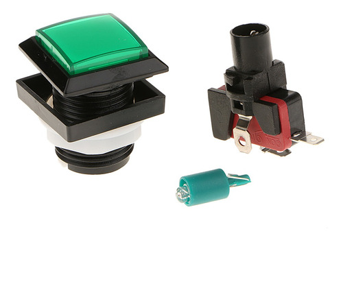 Imagen 1 de 3 de Botón Cuadrado Dc12v Verde