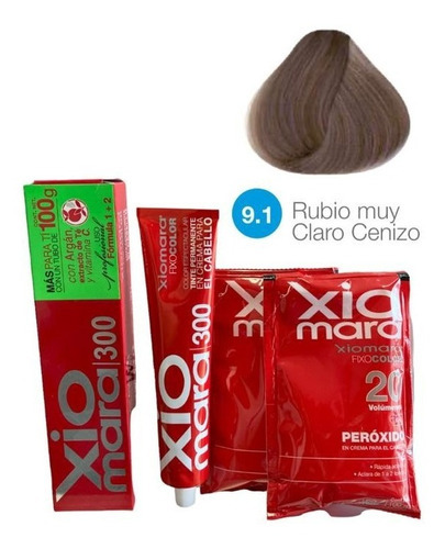 Tinte Para Cabello Xiomara 300 Colores Naturales 100g Tono 9.1 rubio muy claro cenizo