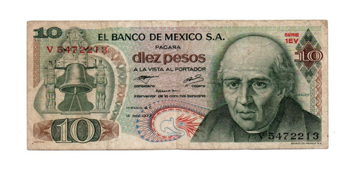Mexico Billete 10 Pesos Año 1977 P#63