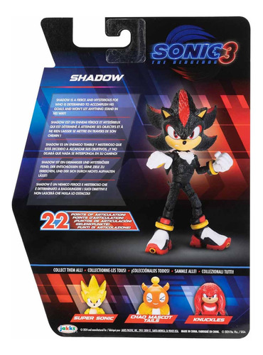 Sonic 3 Pelicula Figura Shadow De 5 Pulgadas Serie 2 Wave 2