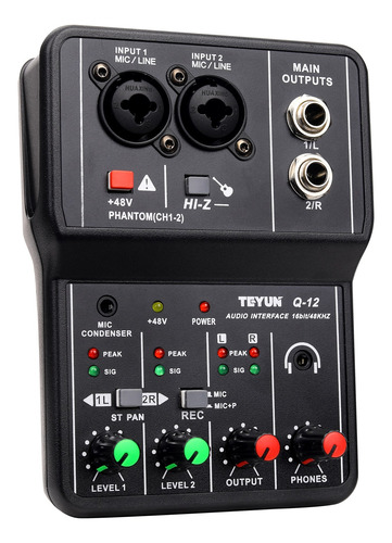 Mezclador De Sonido Profesional Q-12 Con Monitor For