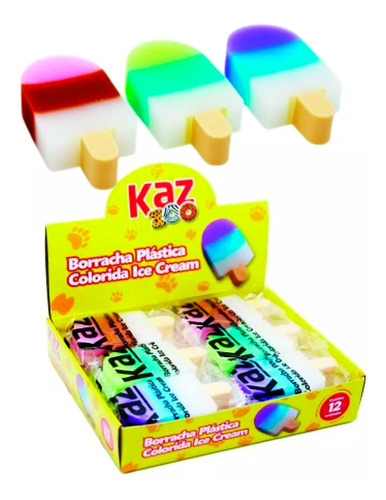 Borrachas Decoradas Picole Ice Cream - Kaz Plastica Kit 12