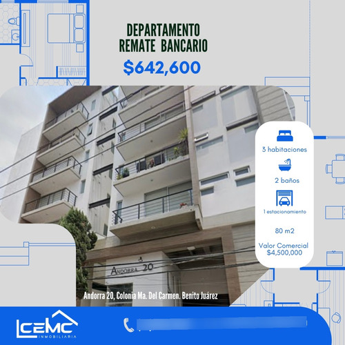 Departamento En Venta En Remate Bancario En Maria Del Carmen, Benito Juarez