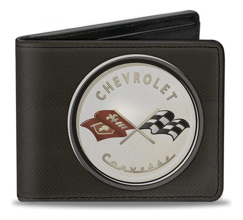 Cartera Plegable Pu Hombre Con Hebilla, Emblema Corvette C1,