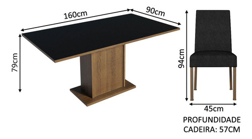 Juego De Comedor Con Mesa Y 4 Sillas Madesa Oxford Keila Mn Color Marron/Negro/Oxford Diseño de la tela de las sillas Liso
