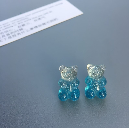 Brinco Gummy Bear Glitter Azul/cristal