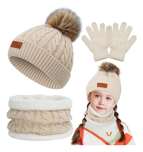 Conjunto Gorro Para Niños,gorro Punto De Invierno Calentador
