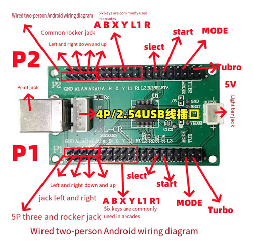 Placa Usb Zxl-cr Para Pc Com Botão, Cabo Arcade G