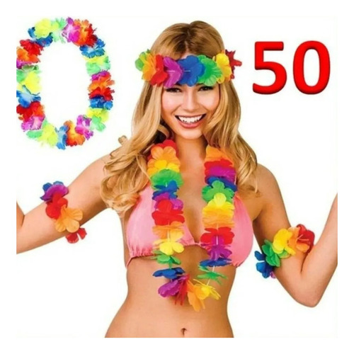 50 Collares Hawaianos Fiestas Disfraz Boda Xv Años Eventos