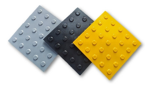 Piso Tátil Pvc Argamassado Alerta - Kit 10 Pcs Cor Preto