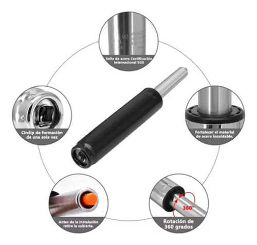 Cilindro Elevador De Gas Para Silla De Oficina Negro Con Rot
