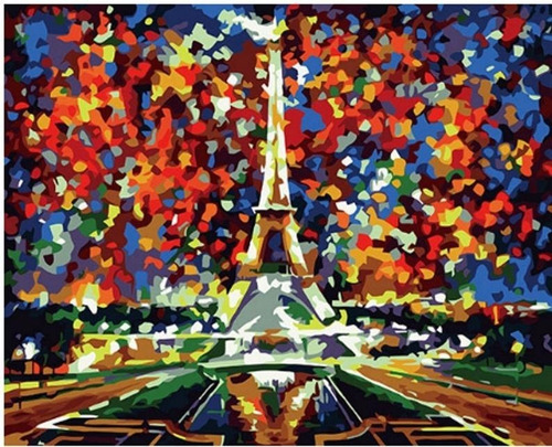 Imagen 1 de 1 de Lienzo Pinta Por Números Torre Eiffel París Grupo Educar