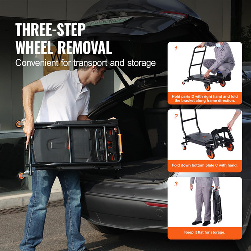 Carretilla De Mano Plegable Vevor De Aluminio 2 En 1 Con Cap