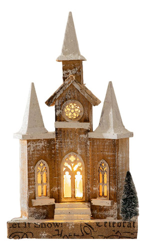 Nuevo Modelo De Casa De Iglesia Navideña De Madera Con Luz,