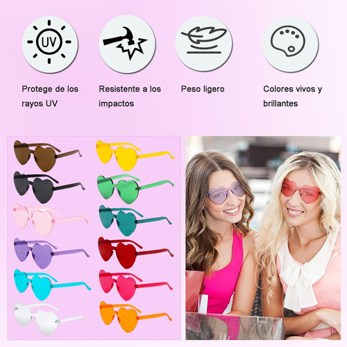 12 Pcs Gafas De Sol Sin Montura Con Forma De Corazón En