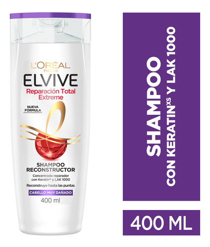 Shampoo Reparación Total Extreme Elvive 400ml X 2u