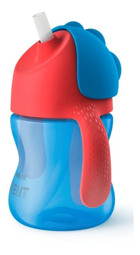 Imagen 2 de 2 de Vaso para bebés con aza antiderrame Philips Avent Straw Cup SCF796 con sorbete color azul 1 unidad de 200mL