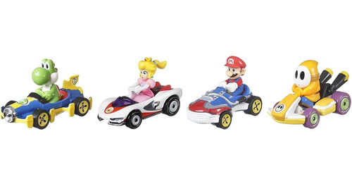 Hot Wheels Mario Kart Pack 4 Juguete Colección Vehiculos 