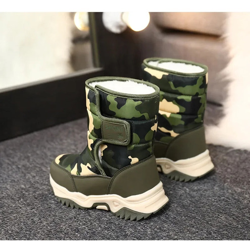 Botas De Nieve De Camuflaje Impermeables Cálidas Para Invier