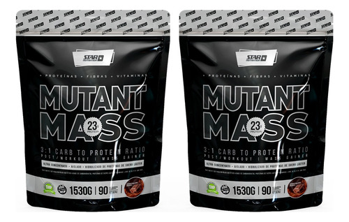 Mutant Mass 2 X 1,5k Ganador De Masa Muscular-star Nutrition Sabor Chocolate X 2