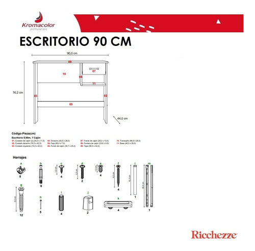 Escritorio Melamina Mesa 90cm Para Notebook