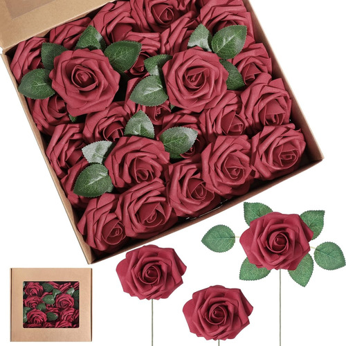 Rosas Artificiales 8cm Foam Wine Red 25u