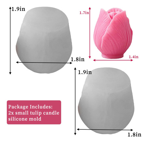 Molde De Silicona Wehous Flor Tulipán 3d Para Velas Y Pastel Blanco