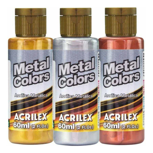 Acrílico Acrilex Metal Colors 60ml Dorado Solar 598