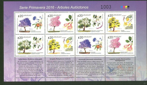 2016 Flora- Arboles Autóctonos - Uruguay ( Bloque) Mint