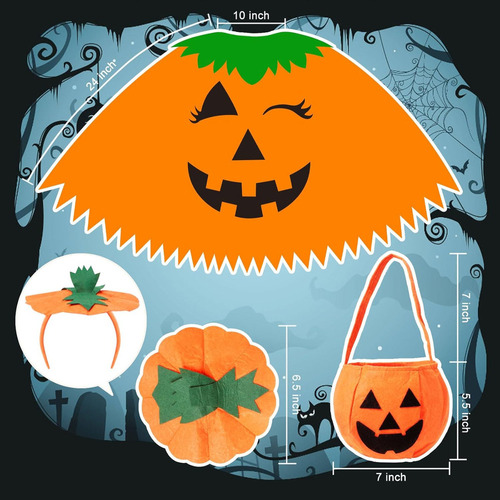 M Disfraz De Calabaza De Halloween P Mujer Poncho De