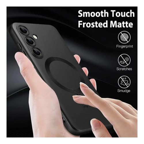 Funda Magsafe Protector Lente Cámara Uso Rudo Para Samsung Negro S25 Plus