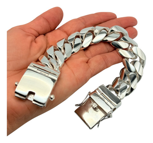 Pulseira Elos Cubanos Prata Maciça 925k Ou 950k