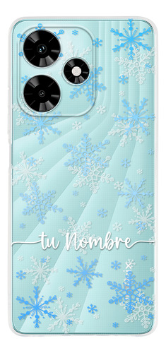 Funda Para Infinix Navidad Copos De Nieve Con Tu Nombre