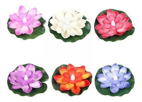 4 X 6 Piezas Led Flotante Lotus Light Wishing Decoración