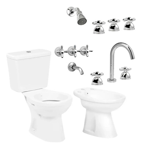 Inodoro Con Mochila Bidet Griferia Completo Peirano Cruz