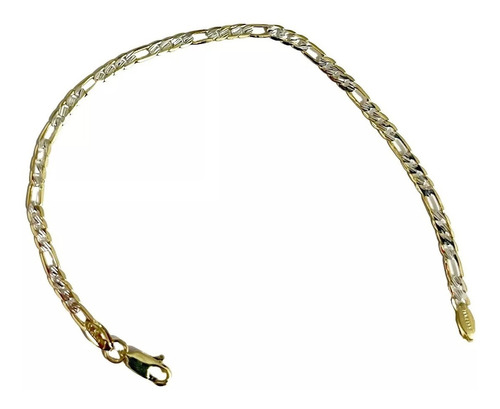 Pulsera Mujer Oro Laminado 21cm 2 Tonos Elegante 3mm Esclava