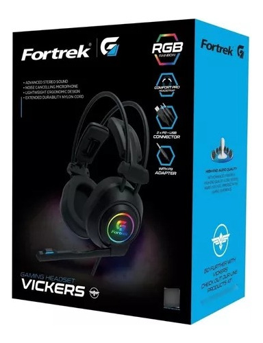 Fone De Ouvido Over-ear Gamer Fortrek Rgb Vickers Com Luz Led