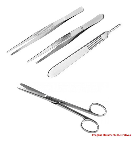 Kit Universitário Para Anatômica Dissecação Com Estojo Inox