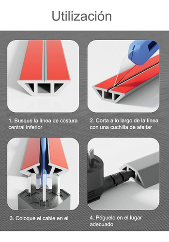 Canaleta Flexible Para Cables Pisos Paredes Adhesivo Oculto