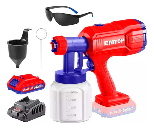 Pistola De Pintar Inalámbrica 20v 800ml + Batería + Lentes