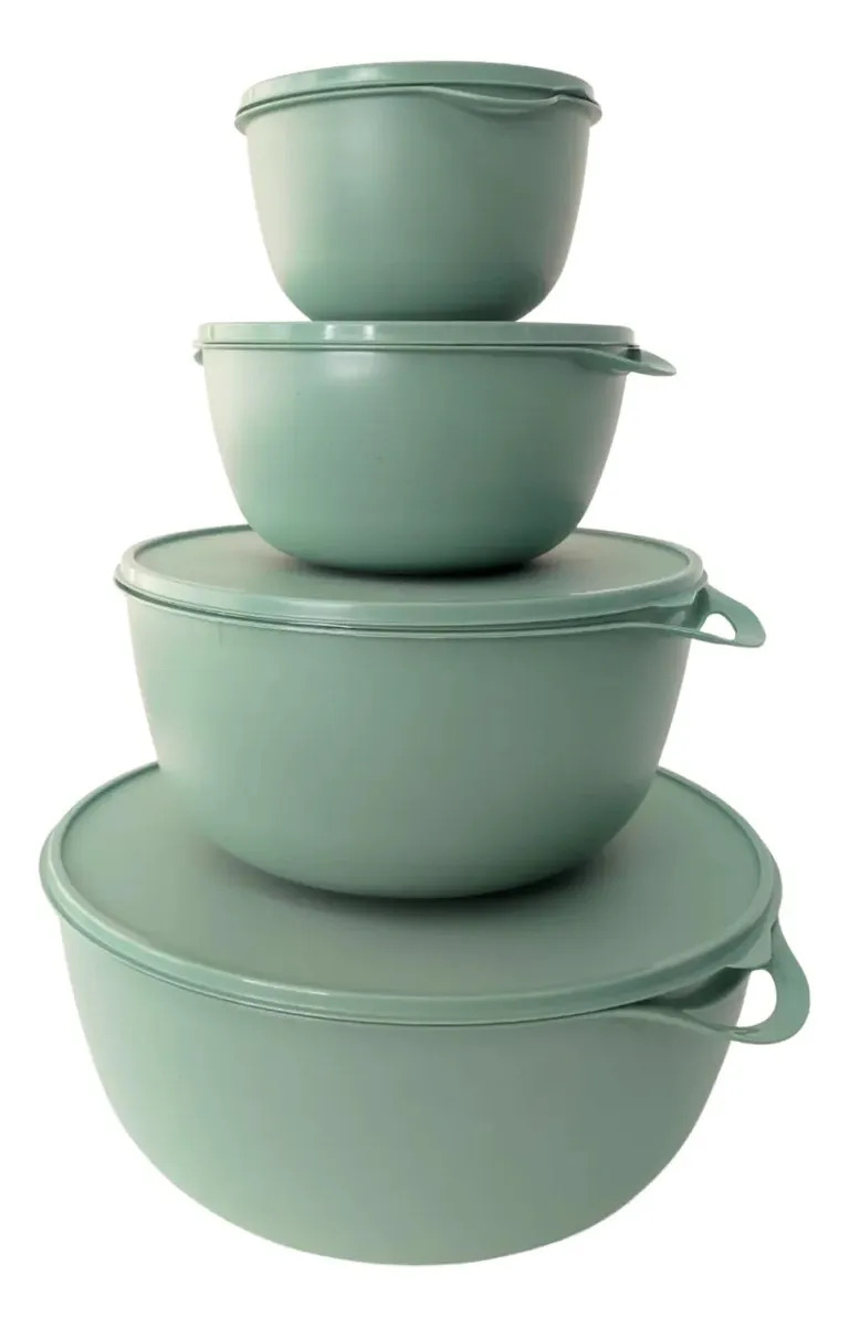 Kit 4 Potes Plástico DecasaUD Verde Tiffany Multiuso Com Tampa