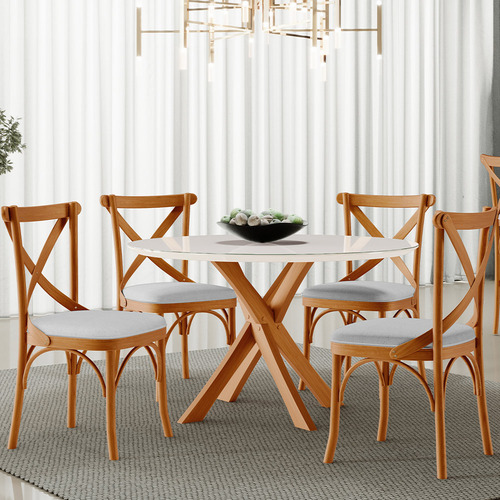 Kit 4 Cadeiras Sala Jantar Living Estofada Ávila Linho Cinza