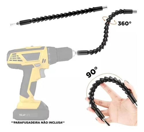 Kit Cabo Extensor Flexivel 24cm + 11 Pcs Para Parafusadeira
